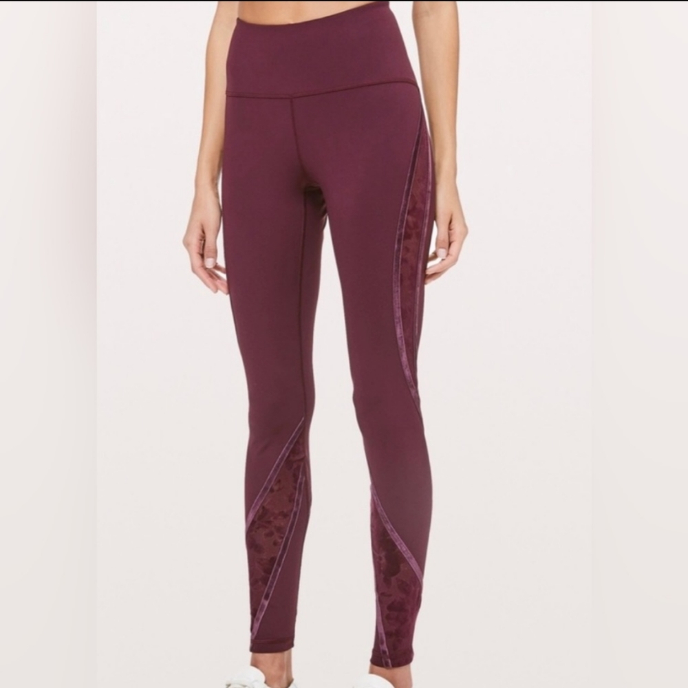 Lululemon Wunder Under High-Rise Tight Flock 28" Sz 6 Adobe Velvet Legging Pants